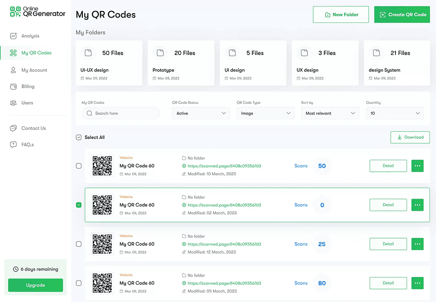 Online QR Generator dashboard preview